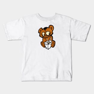 Bear eating chinese food Kids T-Shirt